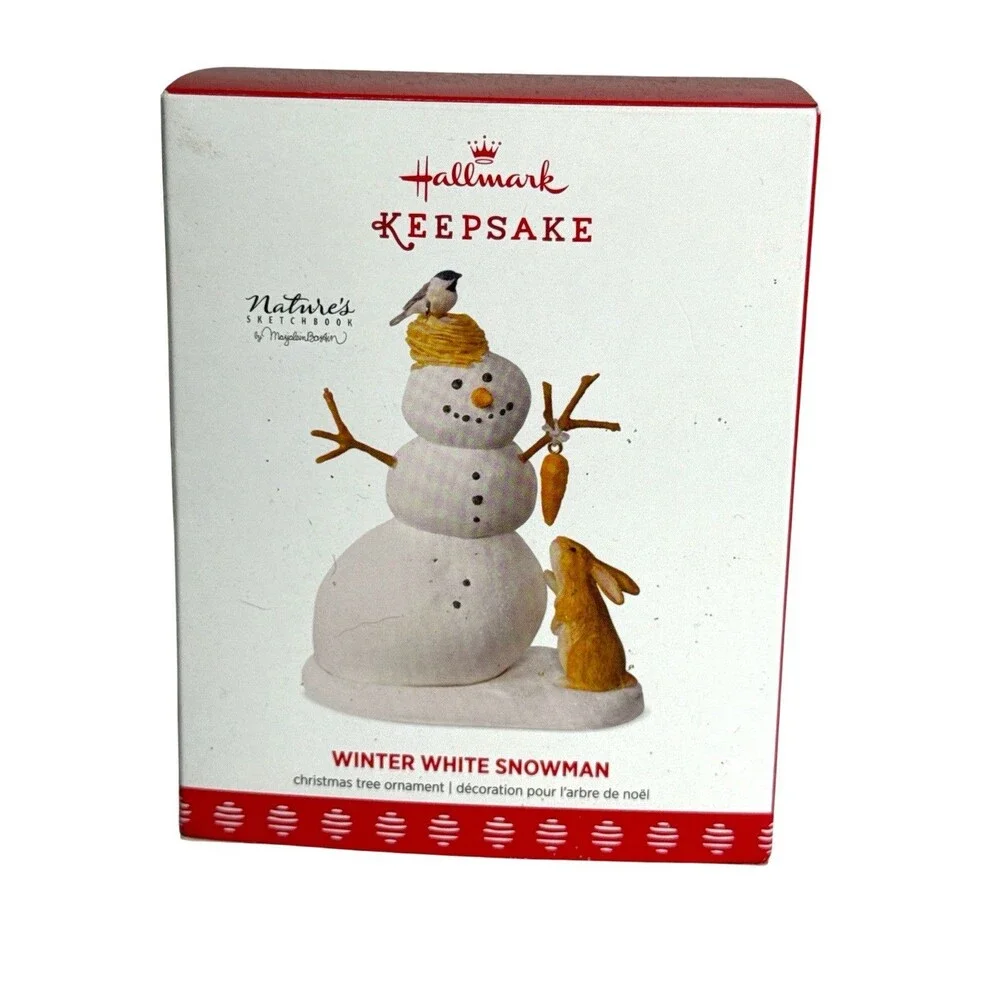 2017 Hallmark Keepsake Winter White Snowman Marjolein Bastin Ornament w/ Box